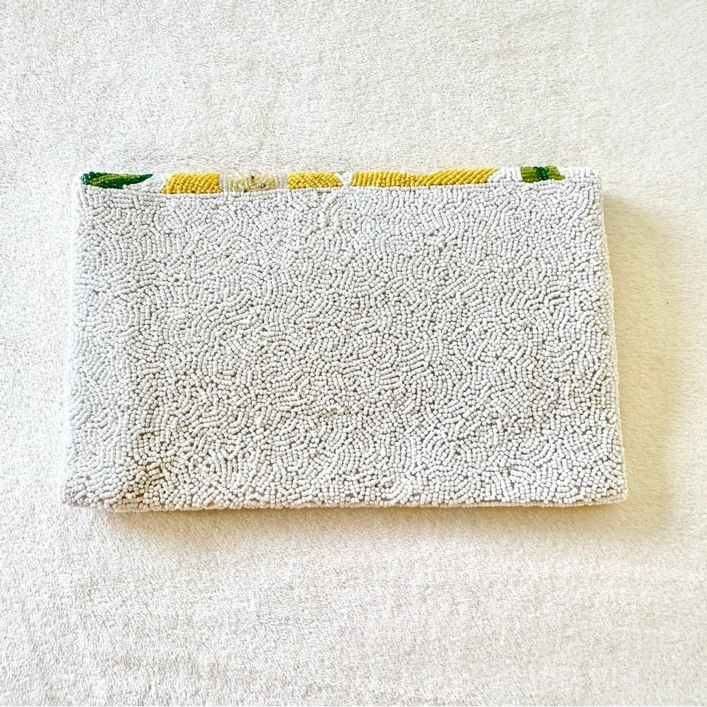 Antik Kraft Beaded Lemon Fold-Over Clutch / Crossbody Bag